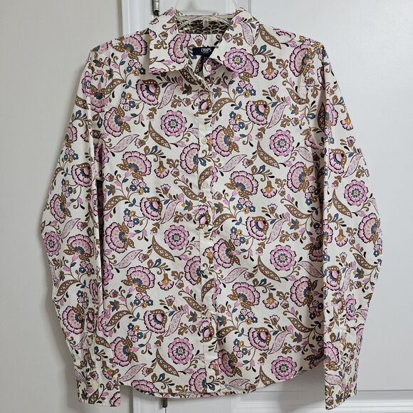 Chaps Shirt Women’s Small Multicolor Floral Button Up Long Sleeve Cotton Blend - Picture 1 of 8